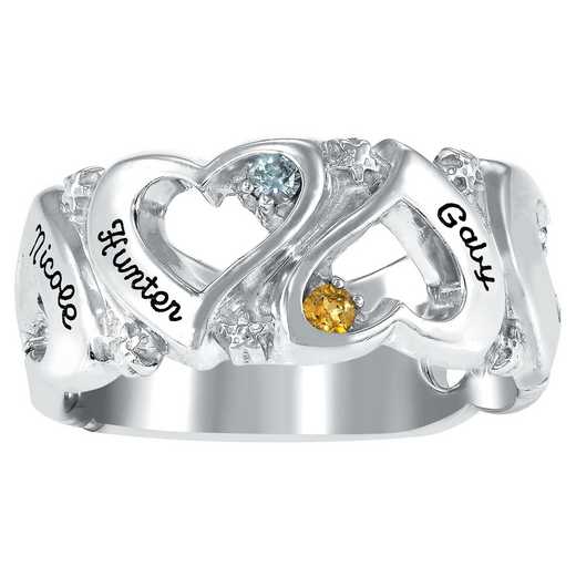 Ladies' Six-Stone Heart Ring with Custom Text: Endless Love